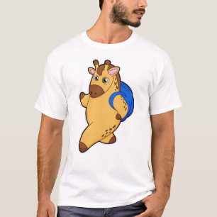 Giraffe als Student mit Rucksack T-Shirt