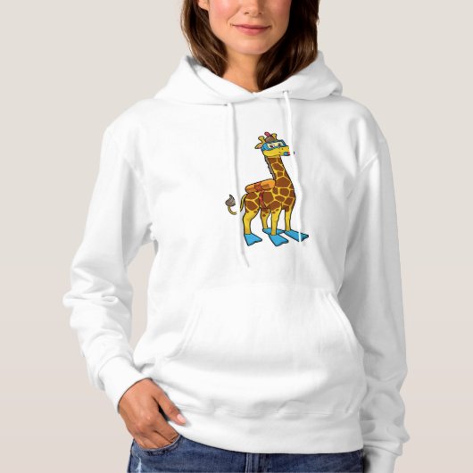Giraffe als Taucher mit Schwimmbrille & Schwimmbri Hoodie (Vorderseite)