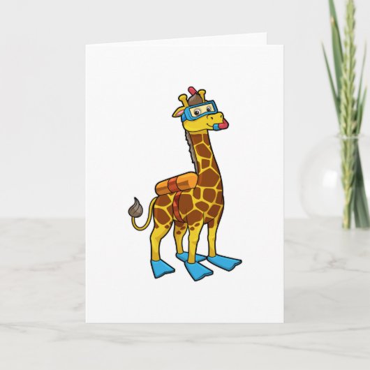 Giraffe als Taucher mit Schwimmbrille & Schwimmbri Karte (Vorderseite)