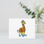 Giraffe als Taucher mit Schwimmbrille & Schwimmbri Postkarte (Stehend Vorderseite)