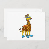Giraffe als Taucher mit Schwimmbrille & Schwimmbri Postkarte (Vorne/Hinten)