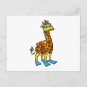 Giraffe als Taucher mit Schwimmbrille & Schwimmbri Postkarte (Vorderseite)