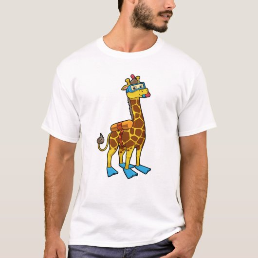 Giraffe als Taucher mit Schwimmbrille & Schwimmbri T-Shirt (Vorderseite)