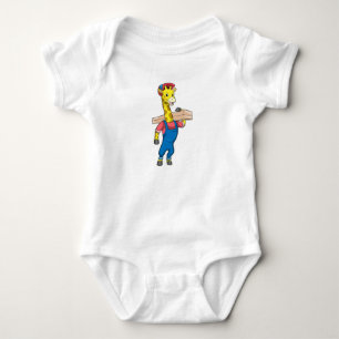 Giraffe als Tischler mit Holz Baby Strampler