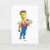 Giraffe als Tischler mit Holz Karte (Rückseite)