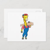 Giraffe als Tischler mit Holz Postkarte (Vorne/Hinten)