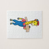 Giraffe als Tischler mit Holz Puzzle (Horizontal)