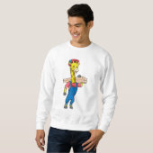 Giraffe als Tischler mit Holz Sweatshirt (Vorne ganz)