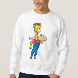 Giraffe als Tischler mit Holz Sweatshirt
