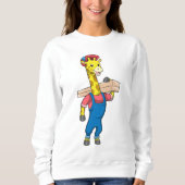 Giraffe als Tischler mit Holz Sweatshirt (Vorderseite)