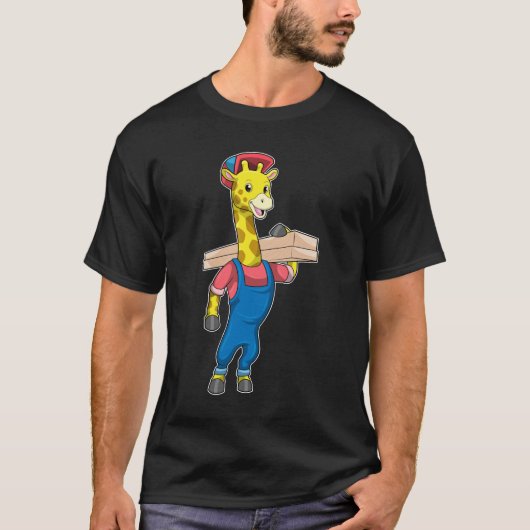 Giraffe als Tischler mit Holz T-Shirt (Vorderseite)
