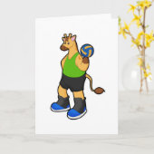 Giraffe als Volleyballspieler mit Volleyball Karte (Gelbe Blume)