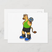 Giraffe als Volleyballspieler mit Volleyball Postkarte (Vorne/Hinten)