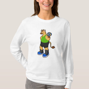 Giraffe als Volleyballspieler mit Volleyball T-Shirt