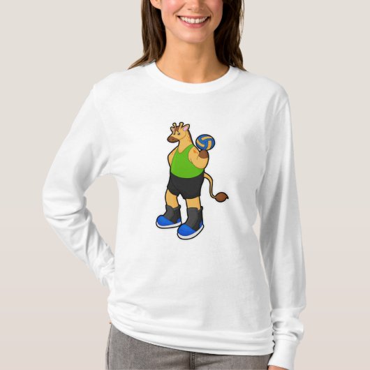Giraffe als Volleyballspieler mit Volleyball T-Shirt (Vorderseite)