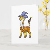 Giraffe als Zauberer mit Zauberstab & Hut Karte (Gelbe Blume)