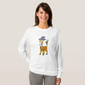 Giraffe als Zauberer mit Zauberstab & Hut T-Shirt (Vorne ganz)