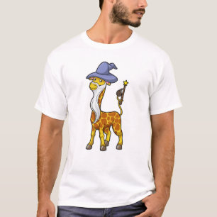 Giraffe als Zauberer mit Zauberstab & Hut T-Shirt