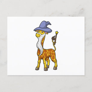 Giraffe als Zauberer mit Zauberstab und Hut Postkarte