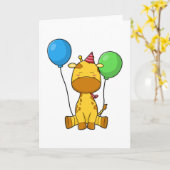Giraffe am Geburtstag mit Balloons Karte (Gelbe Blume)
