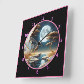Giraffe am Mondlicht in Afrika Quadratische Wanduhr (Winkel)