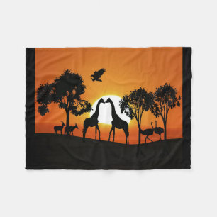 Giraffe am Sonnenuntergang Fleecedecke