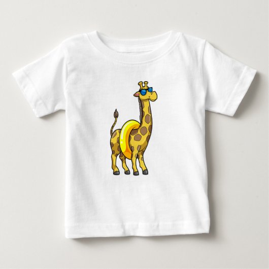 Giraffe am Strand mit Swim Ring & Sonnenbrille Baby T-shirt (Vorderseite)