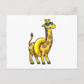 Giraffe am Strand mit Swim Ring & Sonnenbrille Postkarte (Vorderseite)
