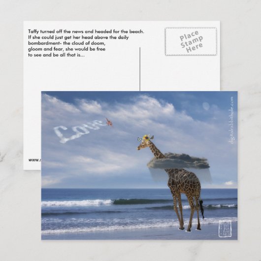 Giraffe am Strand Postkarte (Vorne/Hinten)