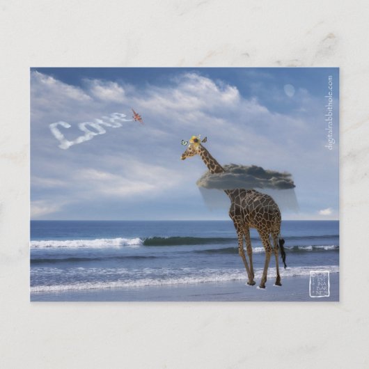 Giraffe am Strand Postkarte (Vorderseite)