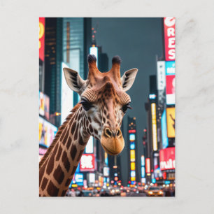Giraffe am Times Square Feiertagspostkarte