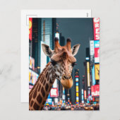 Giraffe am Times Square Feiertagspostkarte (Vorne/Hinten)