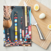 Giraffe am Times Square Geschirrtuch (Viertel Falte)