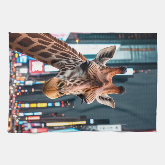 Giraffe am Times Square Geschirrtuch (Horizontal)