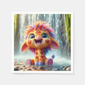 Giraffe am Wasserfall in Serviette (Vorderseite)