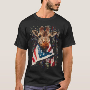 Giraffe American Flag 4. Juli Unabhängigkeit ameri T-Shirt