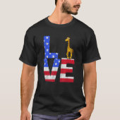 Giraffe American Flag Sunglasses 4th of July Patri T-Shirt (Vorderseite)