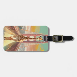 Giraffe an der Golden Gate Bridge in San Francisco Gepäckanhänger