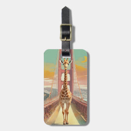 Giraffe an der Golden Gate Bridge in San Francisco Gepäckanhänger
