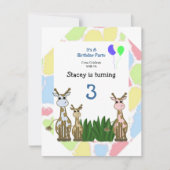 Giraffe Animal Birthday Einladung (Vorderseite)