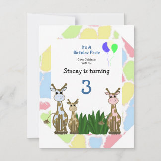 Giraffe Animal Birthday Einladung