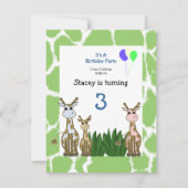 Giraffe Animal Birthday Einladung (Vorderseite)