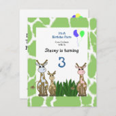Giraffe Animal Birthday Einladung (Vorne/Hinten)