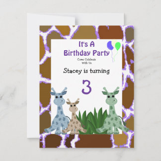 Giraffe Animal Birthday Einladung