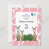 Giraffe Animal Birthday Einladung (Vorderseite)