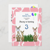 Giraffe Animal Birthday Einladung (Vorne/Hinten)