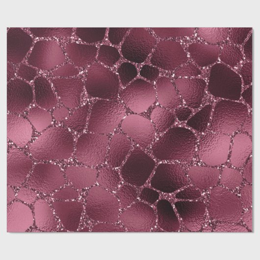 Giraffe Animal Black Spark Marsal Glitzer Burgundy Geschenkpapier (Flach)