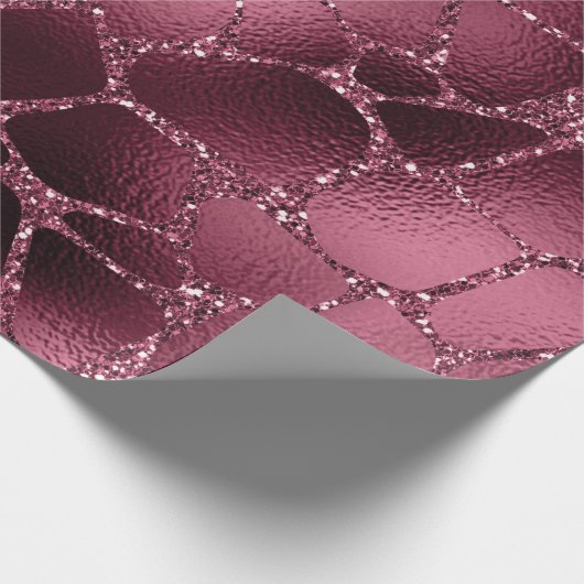 Giraffe Animal Black Spark Marsal Glitzer Burgundy Geschenkpapier (Ecke)
