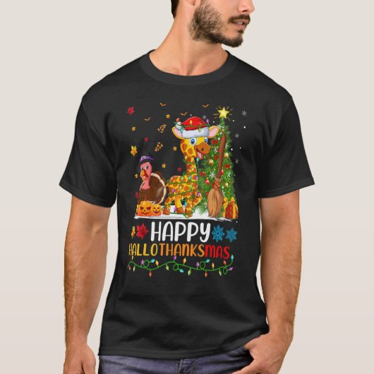 Giraffe Animal Happy Giraffe Hellothanksmas T-Shirt (Vorderseite)