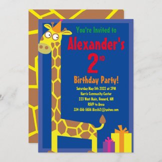 Giraffe Animal Kid's Birthday Party Einladungen